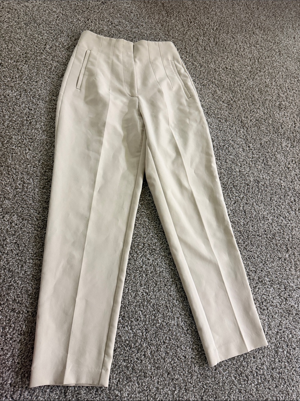 Men's Cream Tailored Dress Pants - Classic Pleated Front